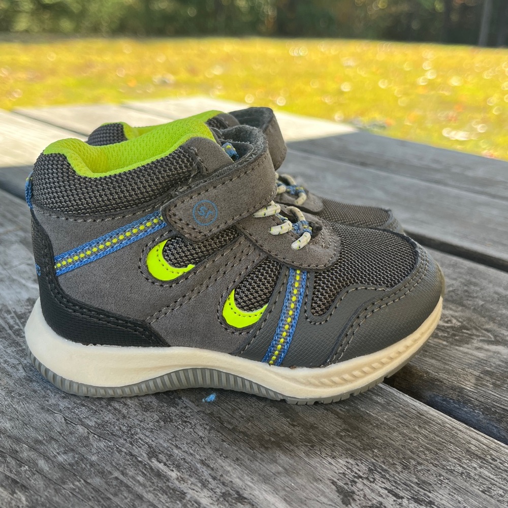 Gray and Neon Green Stide Rite Sneakers